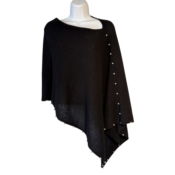 Alashan Cashmere Poncho Topper With Pearl Detail Black One Size Very Soft - Picture 1 of 6